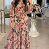 CLAUDIA | Vestido longo floral com caimento confortável para dias elegantes