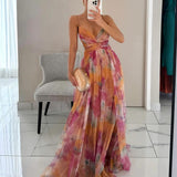 Giselle - Vestido longo com estampa floral encantadora