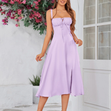Claudia - Vestido Cami com Busto Franzido e Coxa Dividida