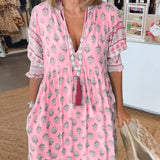 Modena™ - Vestido casual estampado com decote em V e mangas curtas