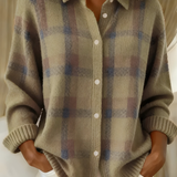 Soft Checked Knit Cardigan