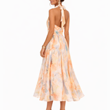 Moda Lusitana - Vestido com decote e estampa artística