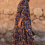 Nathalie | Vestido com decote em V e estampa retrô