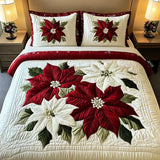 Conjunto de Roupa de Cama Acolchoada de 3 Peças Poisetia dos inverno