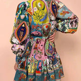 Tamara - Vestido estampado com rendas