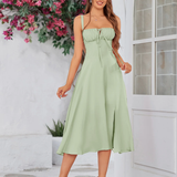 Claudia - Vestido Cami com Busto Franzido e Coxa Dividida