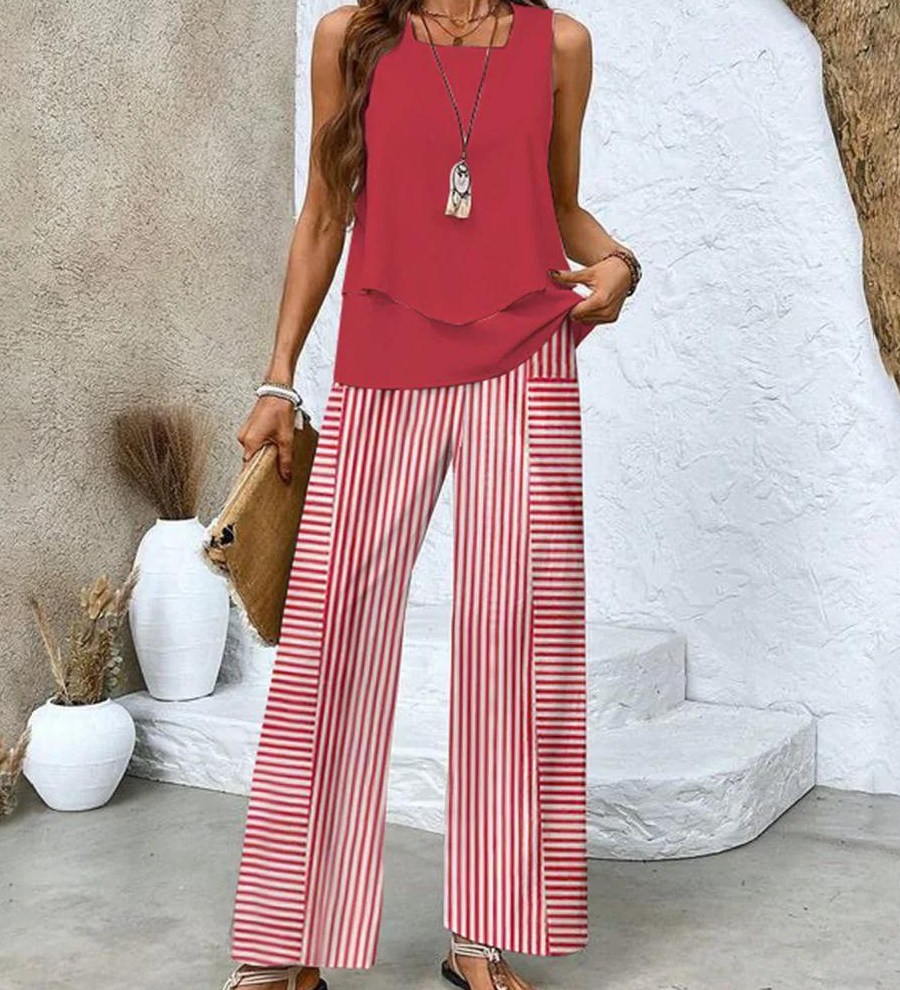 Alba | Conjunto de blusa e calça com estampa floral estilosa