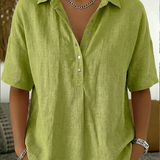 Collared V-Neck Blouse