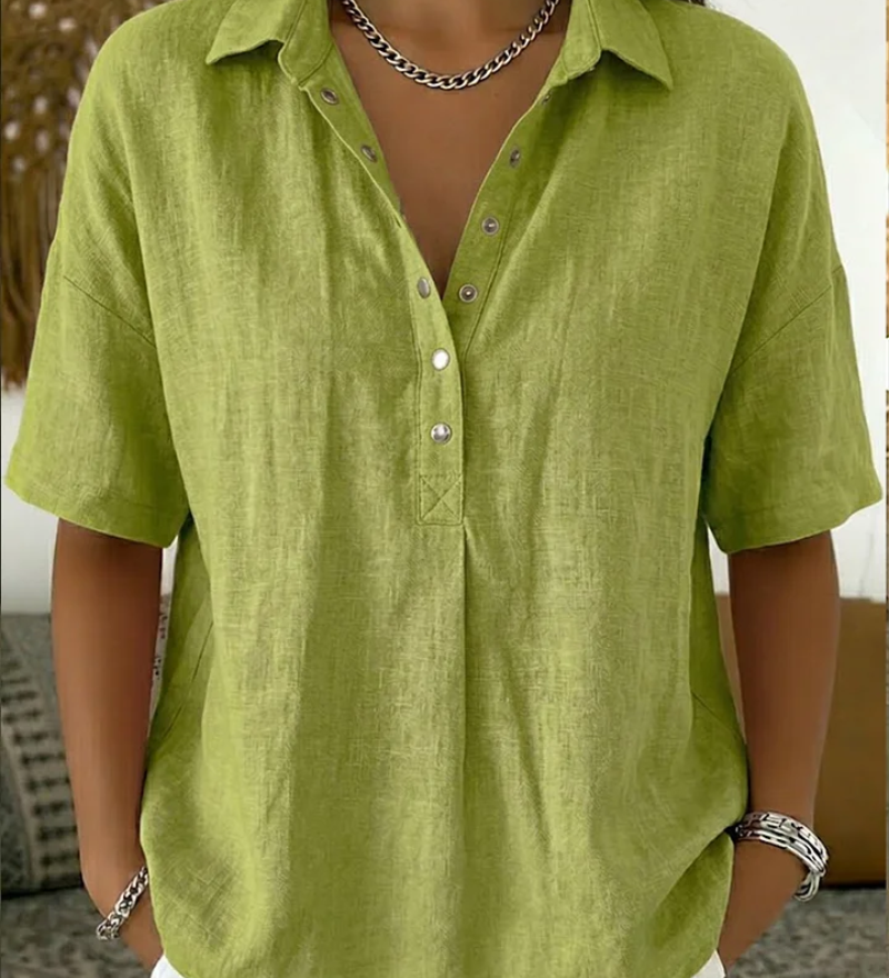 Collared V-Neck Blouse