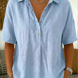 Collared V-Neck Blouse