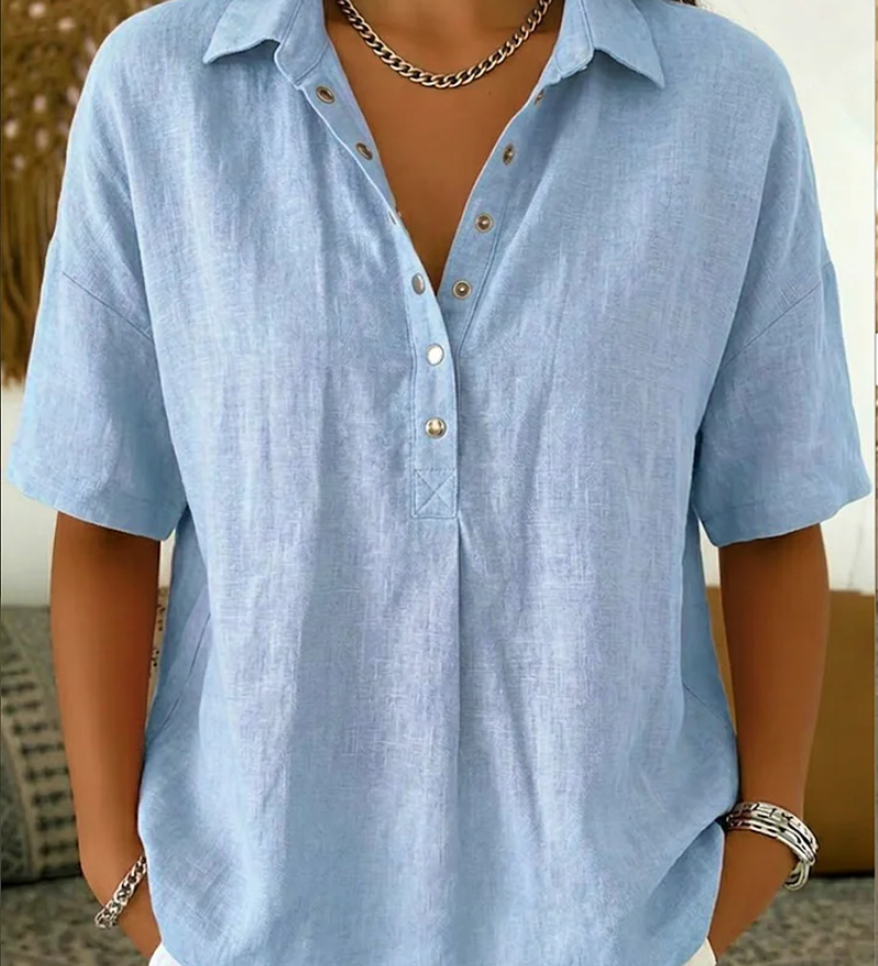 Collared V-Neck Blouse