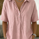Collared V-Neck Blouse