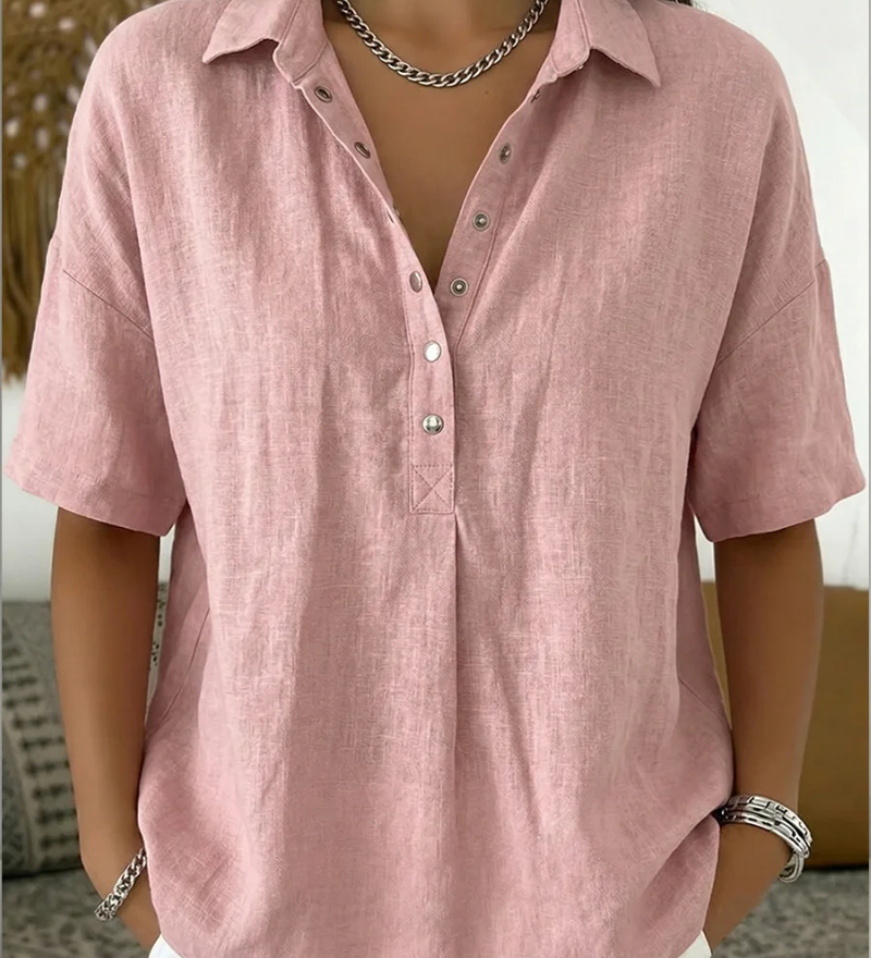 Collared V-Neck Blouse