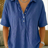 Collared V-Neck Blouse