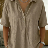 Collared V-Neck Blouse