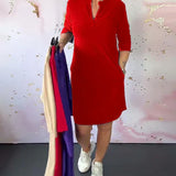 Hanneke™ | Vestido liso com decote em V