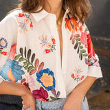 Carla - Camisa de manga curta com estampa floral
