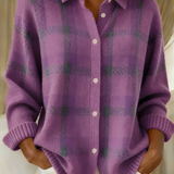 Soft Checked Knit Cardigan