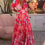 Carine | Vestido com bolso e decote em V com estampa floral
