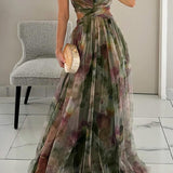 Giselle - Vestido longo com estampa floral encantadora