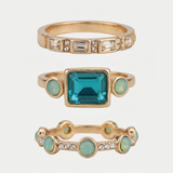 Conjunto de Anéis Elegância Azul
