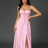 Claudia - Vestido Cami com Busto Franzido e Coxa Dividida