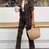 Arila™ – Conjunto de vestido e calça com estampa de leopardo