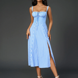 Claudia - Vestido Cami com Busto Franzido e Coxa Dividida