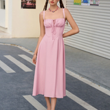 Claudia - Vestido Cami com Busto Franzido e Coxa Dividida
