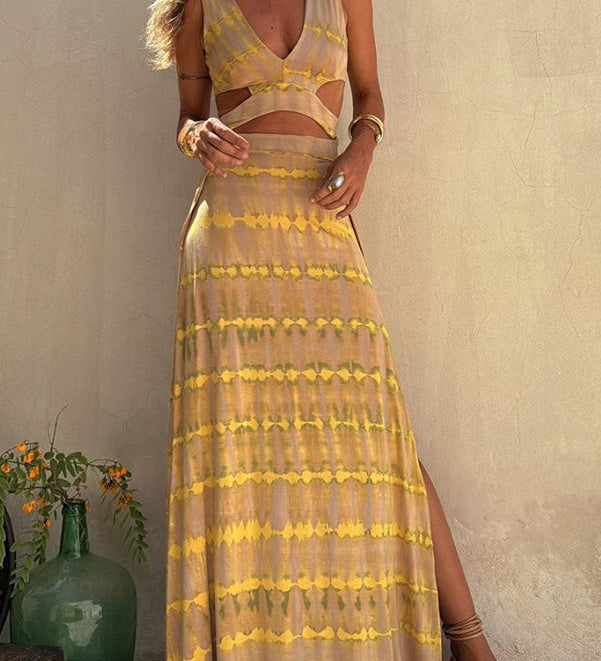 Bianca - Vestido de algodão com recorte profundo