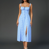 Claudia - Vestido Cami com Busto Franzido e Coxa Dividida