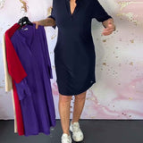 Hanneke™ | Vestido liso com decote em V