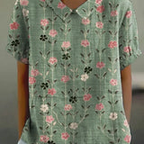 Moda Lusitana - Camisa Floral com Estampa Delicada
