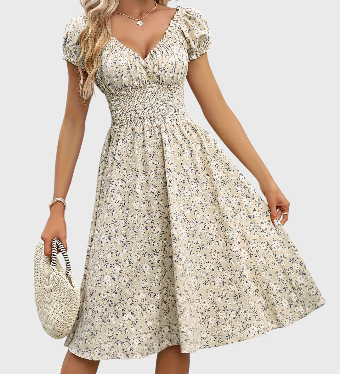 Floral Puff-Sleeve Dress