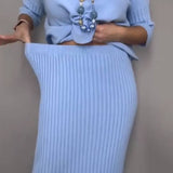 Debora | Conjunto de Malha com Saia em Cotelê