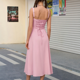 Claudia - Vestido Cami com Busto Franzido e Coxa Dividida