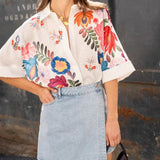 Carla - Camisa de manga curta com estampa floral