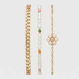 Conjunto de Pulseiras Ouro e Pérolas