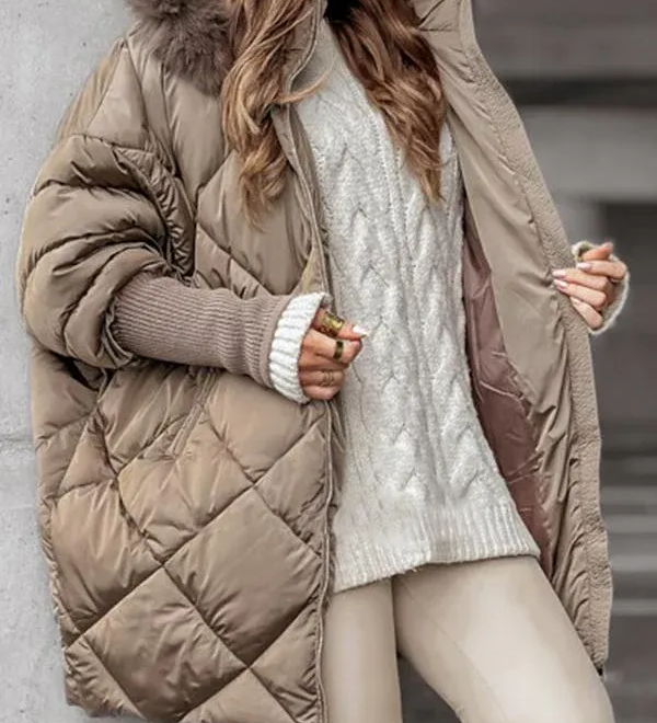Annette - Conjunto de inverno com capuz e estampado de diamantes