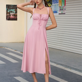 Claudia - Vestido Cami com Busto Franzido e Coxa Dividida