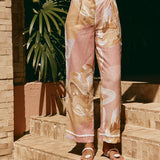 Calça de verão de cintura alta com estampa artística – estilo europeu