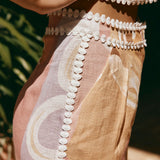 Calça de verão de cintura alta com estampa artística – estilo europeu