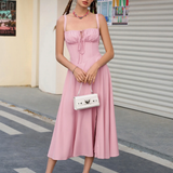Claudia - Vestido Cami com Busto Franzido e Coxa Dividida