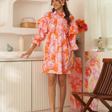 Moda Lusitana - Vestido Pétalas Laranja