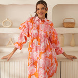 Moda Lusitana - Vestido Pétalas Laranja