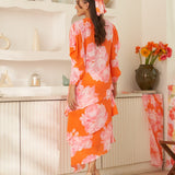 Moda Lusitana - Vestido Midi Bloom Laranja