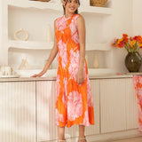 Moda Lusitana - Vestido Midi Místico Laranja