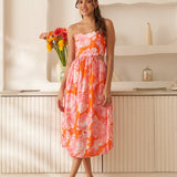 Moda Lusitana - Vestido Midi Oliva Laranja