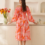 Moda Lusitana - Vestido Midi Encantado Laranja