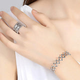 Moda Lusitana - Conjunto Anel e Pulseira  Prateado
